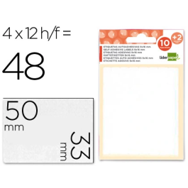 Liderpapel Etiquetas Adhesivas 33x50 mm 4 por Hoja, Sobre 10+2 Hojas Obsequio, Blancas Precio: 8.49999953. SKU: B1ASD7SZKB