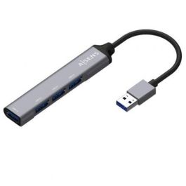 AISENS HUB USB 3.0 aluminio, tipo A/M-4xtipo A/H, gris, 10cm Precio: 8.59000054. SKU: B162JATSQ5