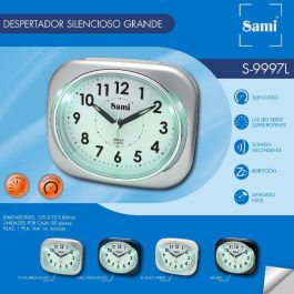 SAMI Despertador Grande Cuadrado Silencioso con Luz LED