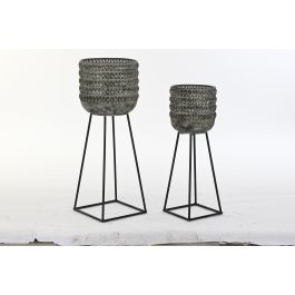 DKD Home Decor Macetero Alpino de Metal Gris Negro 32x84x32 cm Set de 2 Unidades Precio: 119.66658. SKU: S3034642