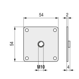 Q&Q 54-54 Data Placa Cuadrada Métrica M10 Acabado Bruto