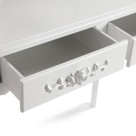 Versa Tocador Blanco con Taburete y Luces LED Charm, 40x146 cm Versa Tocador Blanco con Taburete y Luces LED Charm, 40x146 cm