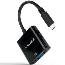 Nanocable 10.16.4101-BK Conversor USB-C Macho a VGA Hembra, USB 3.1, 10cm, Negro, 1920x1200@60Hz para MacBook Pro, Chromebook