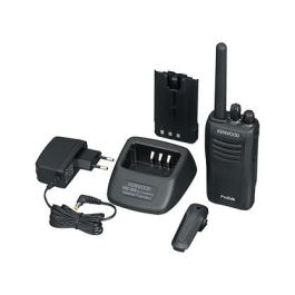 Kenwood TK-3501E - Walkie Talkie Profesional, 16 Canales, Alcance 9 km, IP54, Negro, Incluye Pilas y Pinza