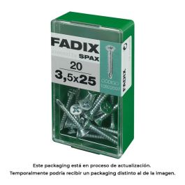 Fadix Tornillo Rosca Chapa Cabeza Plana Autotornillante Cincado 3,5x25mm, Caja de 20 Unidades