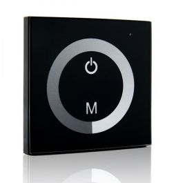 Dimmer Táctil Empotrable con Panel y Rueda para Tira LED Unicolor, Regulador de Intensidad 12-24VDC, 144W/288W