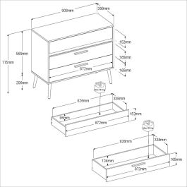 Parisot AALBORG3500CO3T Cómoda AALBORG 3 cajones Blanco Estilo escandinavo 90,8 x 40 x 77,5