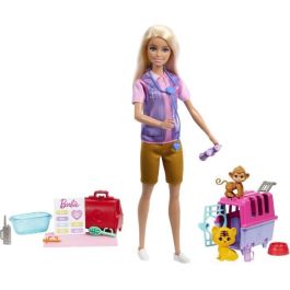 Barbie HRG50 Muñeca Tú Puedes Ser Rescatadora de Animales con Mono y Tigre Bebés, +3 años