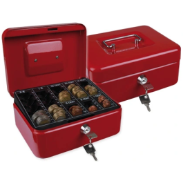 Caja caudales Q-connect 200x160x90 mm Roja con Portamonedas, Bandeja Extraíble y Estructura de Acero Precio: 22.49999961. SKU: BIX37656