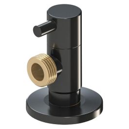 MT Válvula Escuadra Modelo Deco Black Series, Negro, Mando Redondo, Antical, Cierre Cerámico 1/4 Vuelta, Latón, 1/2' x 1/2', 10 bar 80°C