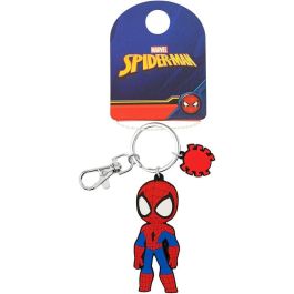 Marvel Llavero Spiderman con Colgantes de Silicona Roja y Azul de Spiderman y la Araña para Llaves, Bolso o Estuche
