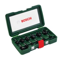 Bosch BOS3165140415842 Juego de 12 brocas de carburo para fresadora (para madera, vástago Ø 8 mm, accesorios para fresadora)