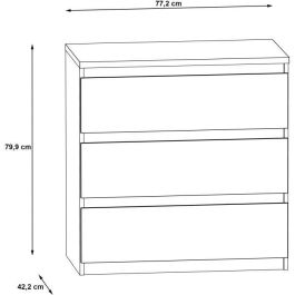 Cómoda CHELSEA 3 Cajones - Color blanco mate - An 77,2 x Pr 42 x Al 79,9 cm