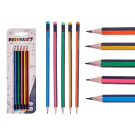 Set 5 Lápices Rayas con Goma Pincello - Madera, Multicolor 8x24.5x0.5 cm (48 Unidades) Precio: 40.68999979. SKU: B1DPCQLD42