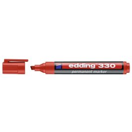 Rotulador Edding Marcador Permanente 330 Rojo Punta Biselada 1-5 mm Recargable 10 unidades