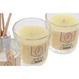 DKD Home Decor Ambientador Mikado Indio Rahga Set 3 piezas (2 velas + 1 mikado) 16 x 6 x 25 cm