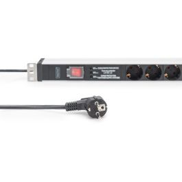 Digitus PDU 1HE Regleta de Enchufes Conmutada con Protección Sobrecarga, 5 Tomas Schuko, 16A, 230V, Perfil Aluminio, Negro