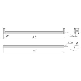 Emuca Kit de barra para armario Luxe, tira LED 4,5x8 Neonlynx V, sensor de movimiento RF Smart y convertidor Smart (24V DC), longitud 900mm, Luz blanca cálida 2.700K, Plástico y Aluminio, Titanio