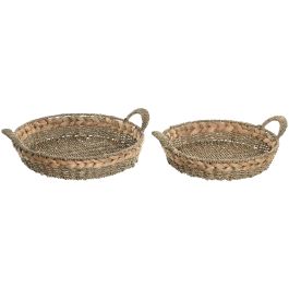 DKD Home Decor Bandeja Decoración Tropical Natural Seagrass y Jacinto de Agua 40 x 40 x 12 cm - Set de 2 Precio: 40.79000024. SKU: B17P7RVH9K