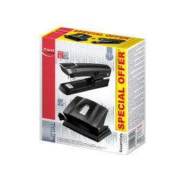Maped Kit Essential Grapadora Metal 354311 25H Clavado Carga Superior Negro + Perforadora 402411 35H 2 Agujeros A3 A4 A5
