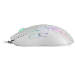 Mars Gaming MMPROW Ratón óptico ambidiestro ultraligero RGB blanco 32000 DPI con cable flexible