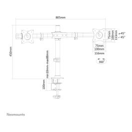 Neomounts FPMA-DCB100DBLACK Brazo para Monitor Dual, 10-27", hasta 10 kg/pantalla, Negro