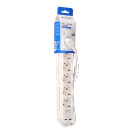 Edm Prolongador Base Múltiple 6 Tomas Schuko con Interruptor, 2 USB A+C, Cable H05VV-F 1,5m, 16A 250V, Blanco