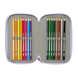 Safta Plumier Escolar Triple Cremallera 37 Piezas Bouquet 195x125x55 mm