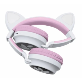 Lexibook Auriculares Inalámbricos Orejas 2 En 1 Bluetooth 5.0 o Cable con Luces LED para Niños