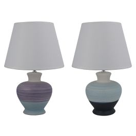 DKD Home Decor Lámpara de Sobremesa Scandi Bicolor Cerámica Poliéster, E14 25W, 25x25x38 cm, Juego de 2 Precio: 16.78999993. SKU: B12XA4EJ6M