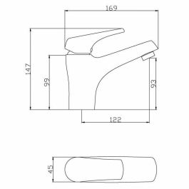 Rousseau Kiopta Mezclador Monomando de Lavabo Moderno, con Ahorro de Agua, Cartucho Cerámico Ø 35mm, Cuerpo de Latón y Mango Metálico