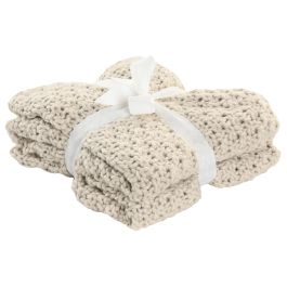 DKD Home Decor Manta de Sofá de Punto Urban 2c25 Beige 170x130 cm de Poliéster y Acrílico, Densidad 470 gsm, Pack de 2 Unidades