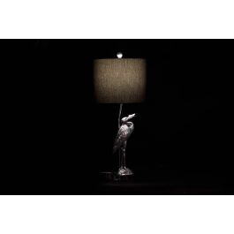 DKD Home Decor Lámpara Sobremesa Oriental Garza Plateado Negro Resina Poliéster Acrílico 33x74x33 cm E27