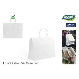 Set de 3 bolsas de papel blanco 32x20x26 cm Algon (24 Unidades) Precio: 52.272. SKU: B1G26GX4RB