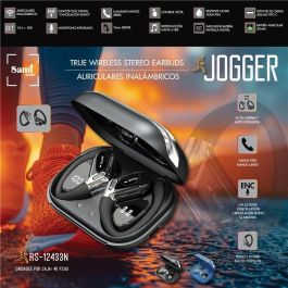 SAMI Auriculares JOGGER Inalámbricos TWS de Silicona con Aro y LCD, Negro - Auric. Sami JOGGER negro silicona c/aro TWS LCD día
