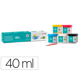 Liderpapel Tempera Escolar 40 ml Caja 5 Colores Surtidos con Pincel