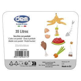 Inde Cubo de basura con pedal Ecoponto 35 Litros, Tapa Blanca, 30.2x37.9x48.4 cm (6 Unidades)