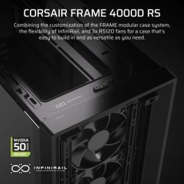 Corsair CC-9011312-WW FRAME 4000D RS Caja PC Gaming Midi Tower con Ventana de Cristal Templado, 3x Ventiladores 120mm, ATX EATX, Negro
