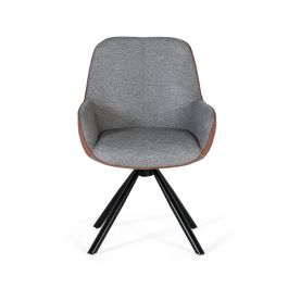 Giner y Colomer Lote de 2 Sillas Giratorias Tapizadas en Tela Gris y Marrón Acero Negro