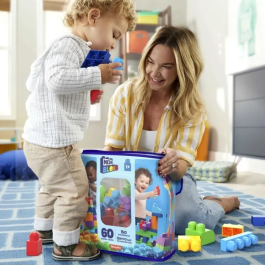 Mega Bloks Dch55 Bolsa Clásica de 60 Piezas Mega Bloks, Bloques de Construcción Premiada para +12 Meses, Español, Francés, Alemán, Portugués, Inglés