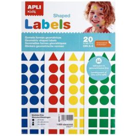 Gomets Apli Blister 20H A4 Figuras Geom. (Cl.,Tr.,Cd.) 20 Mm 4 Col.Surt.(Am-Az-Rj-Vd) 1.920 Uds. (05151) (Set de 5) Precio: 37.94999956. SKU: B18YHW28J8