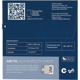 ARCTIC TP-3 Thermal Pad Azul 100x100mm 1.5mm - Parche Térmico Disipador de Calor (1 unidad)