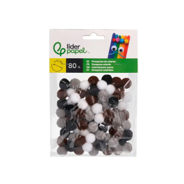 Liderpapel Pompones de colores 1,5 cm tonalidades neutras bolsa con 80 unidades para manualidades