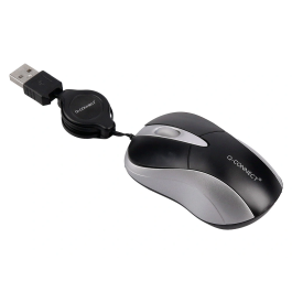Q-connect Ratón Óptico Mini 800 DPI USB Retráctil 1,5 Ghz Negro