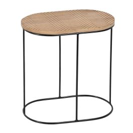 Mesa auxiliar 60 x 39,5 x 60 cm Natural Negro Metal Madera (2 Unidades) Precio: 123.6899994. SKU: S8802504
