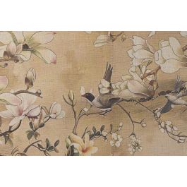 DKD Home Decor Cuadro Oriental Flores Cerezo Lino Abeto Amarillo Blanco 80 x 120 cm (2 Unidades)
