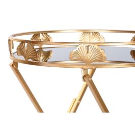 DKD Home Decor Mesita Auxiliar Metal Cristal Dorado Negro 49 x 72 x 49 cm