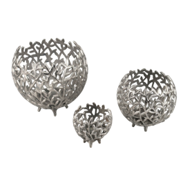 DKD Home Decor Portavelas decorativo de Aluminio en color Plateado, Set de 3 piezas, estilo Cottage, 20x18x20 cm Precio: 36.49999969. SKU: B159AZ3RGR