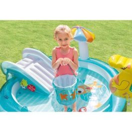 Intex 57165Np Centro de Juegos Piscina Infantil Cocodrilo con Tobogán Acolchado, 201x170x84 cm, Incluye Flotador, Sombrilla Seta, Cubo, para Niños +2 Años