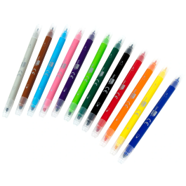 Liderpapel Rotulador Duo Doble Punta Fina y Gruesa Caja de 12 Unidades Colores Surtidos